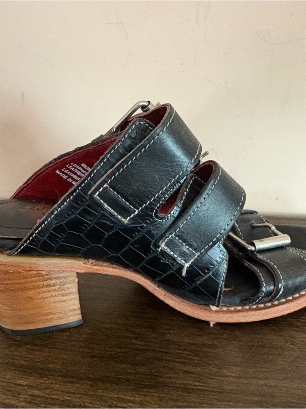 Freebird Quincy Leather Buckle Mule Heels Black Size 8 - Picture 4 of 15